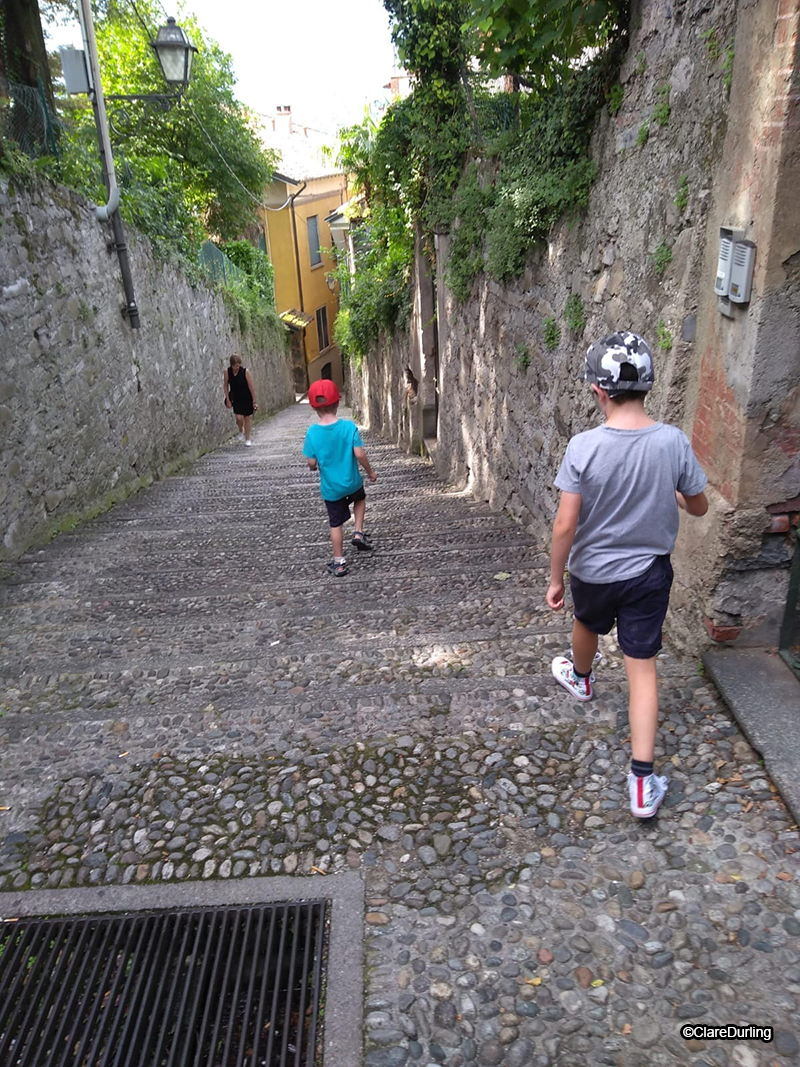 Kids walking the streets of Varenna