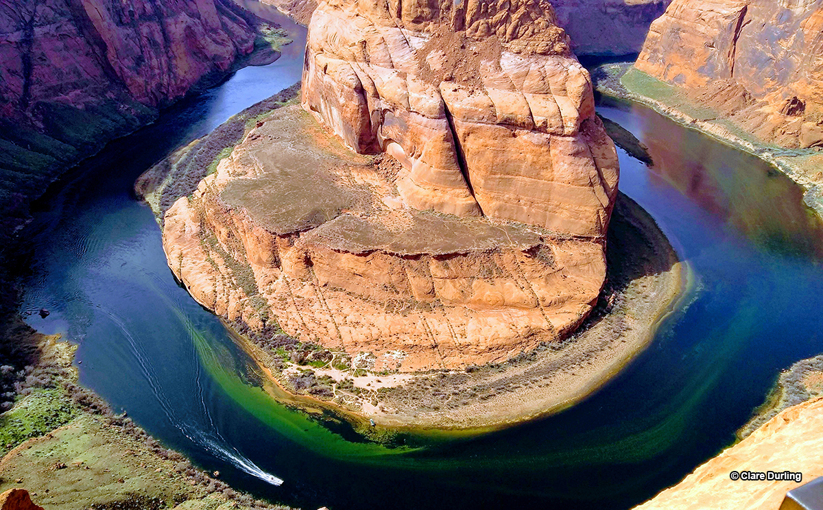 Horseshoe Bend AZ, with speed boat